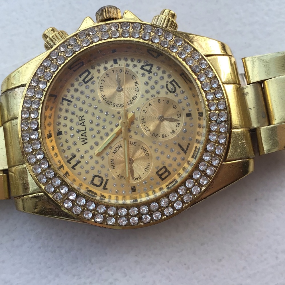 Gold Women's Watch with Crystal Accents